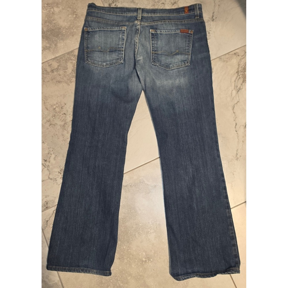 7 For All Mankind Boycut Jeans Medium Wash Blue‎ Straight Leg Denim Sz 32
